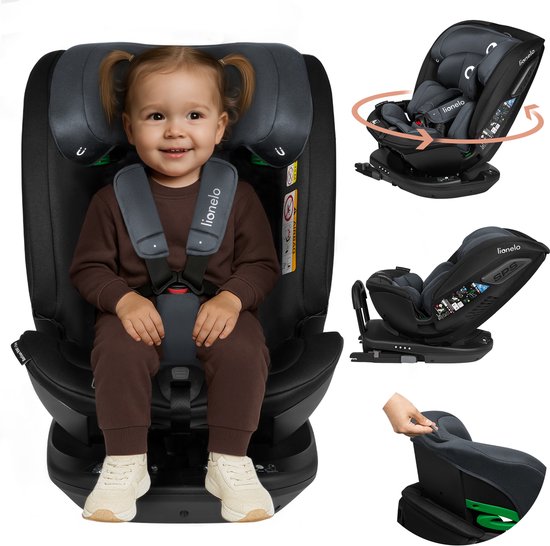 Lionelo Bastiaan RWF i-Size Autostoel 0-36 kg – ISOFIX – 360° Draaibaar – i-Size R129 – Achterwaarts & Voorwaarts – Zijbescherming – Tri-Guard Hoofdsteun