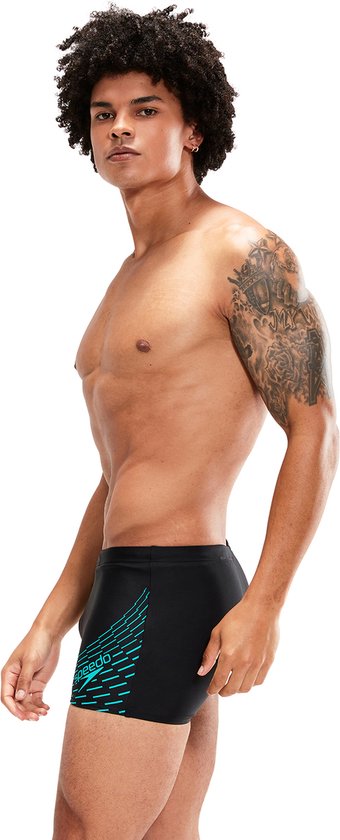 Speedo - 4 - Medley Logo Aquashort Zwart/Groen Heren Sportzwembroek