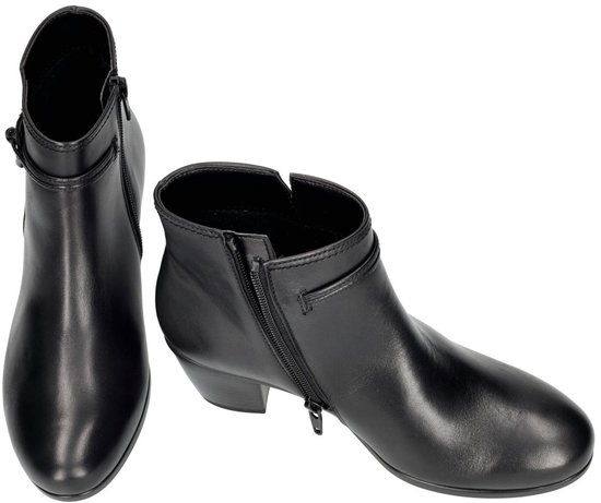 laars, ankleboot, zwart leren, rits, hakken