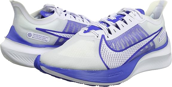 sneaker, running shoe, white, purple accents, mesh upper