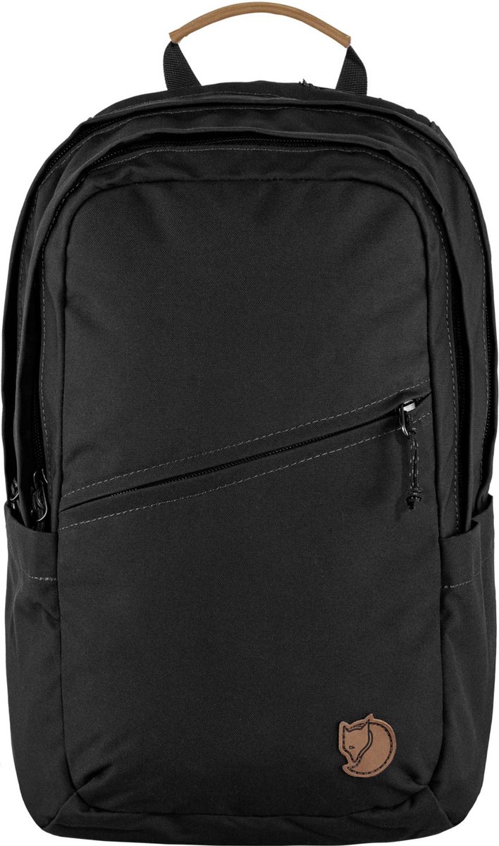 rugzak, backpack, zwart, rits, lerenlogo