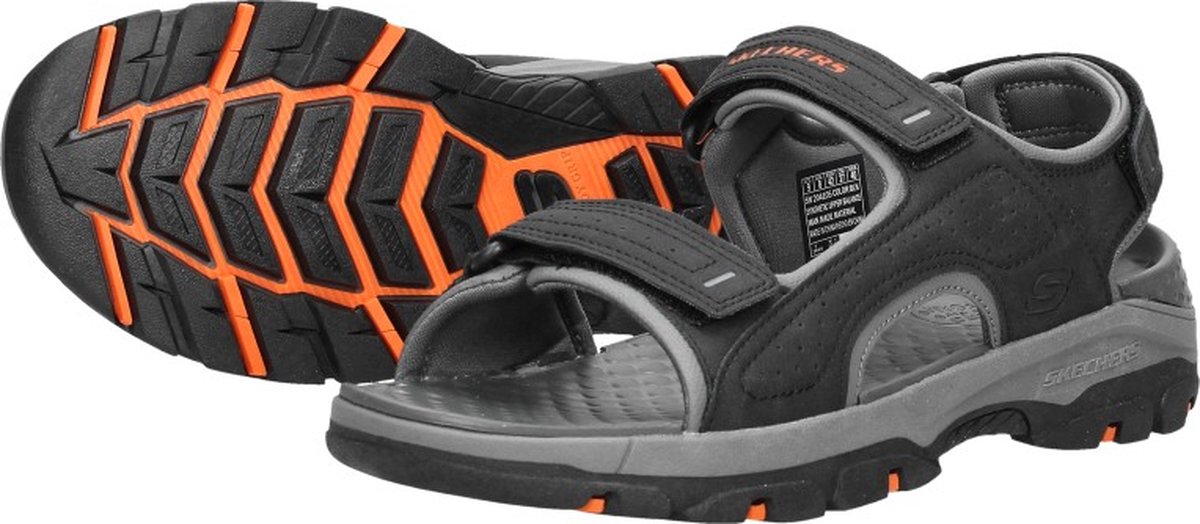 sandals, sports sandal, hook-and-loop, orange accents, gray black