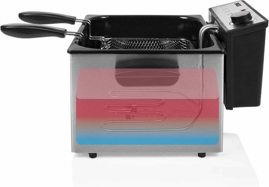 Princess Frituurpan - Grote friteuse - 1 grote en 2 kleine manden - 5 liter - 3270W - Kijkvenster - Koude zone
