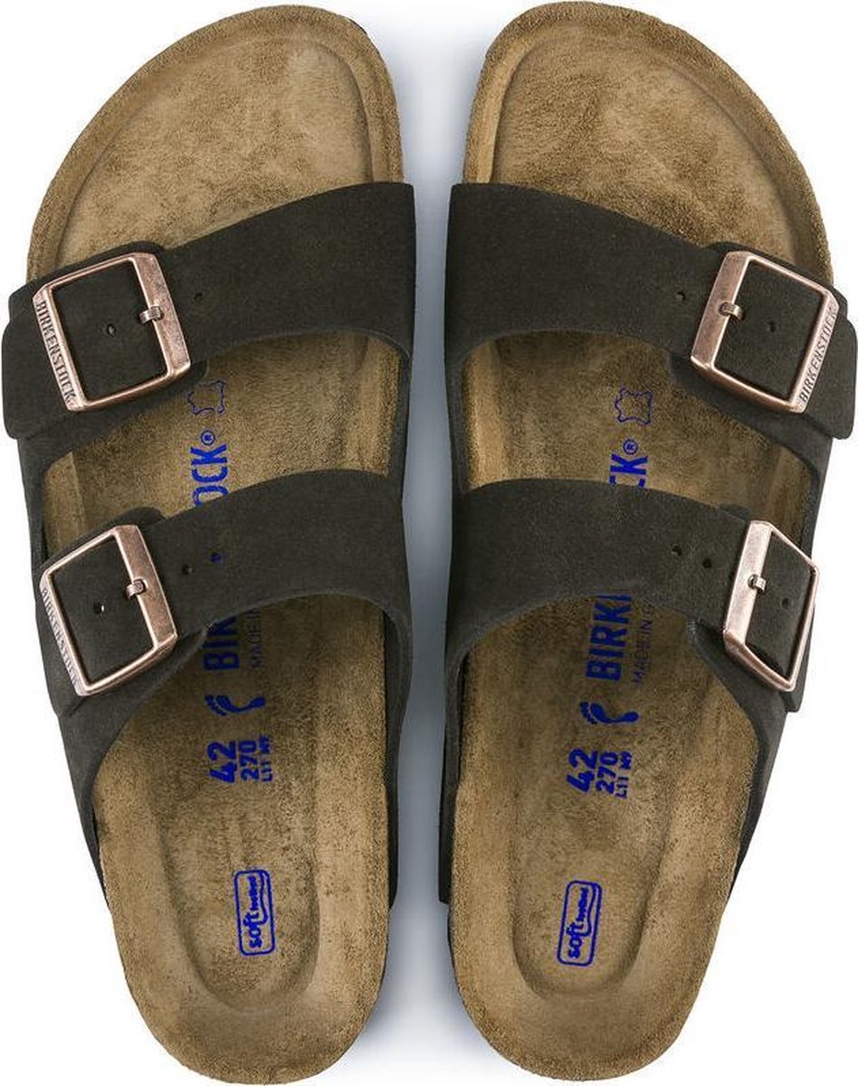 Birkenstock - Maat 39 - Arizona SFB VL Narrow Dames Slippers - Mocca