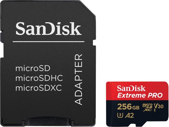 SanDisk Extreme PRO microSDXC-kaart 256 GB Class 10 UHS-I Schokbestendig - Waterdicht