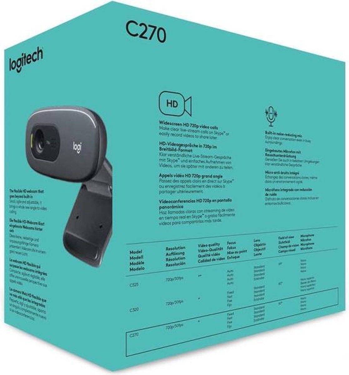 Logitech C270 - 720p HD Webcam - 3MP - Grijs
