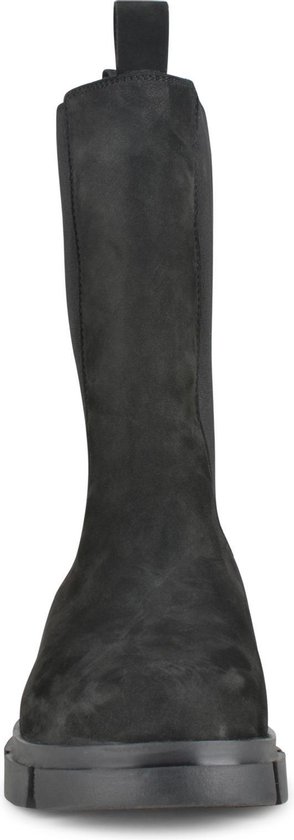 PS Poelman Lynn Dames Nubuck Leren Chelsea- Maat 41 - Enkellaarzen met Elastiek - Zwart