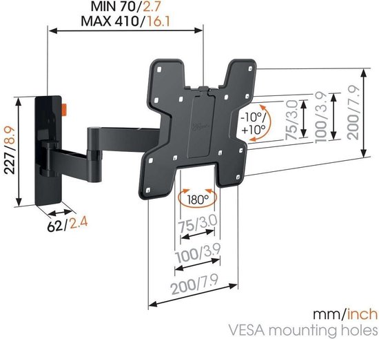 Vogel's WALL 3145 Draaibare tv-beugel (zwart) 19-43 Inch