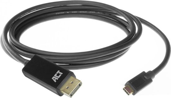 ACT USB C DisplayPort Kabel - 4K@60Hz – DislayPort 1.2 - Geschikt voor Laptop – Monitor - 2 meter –