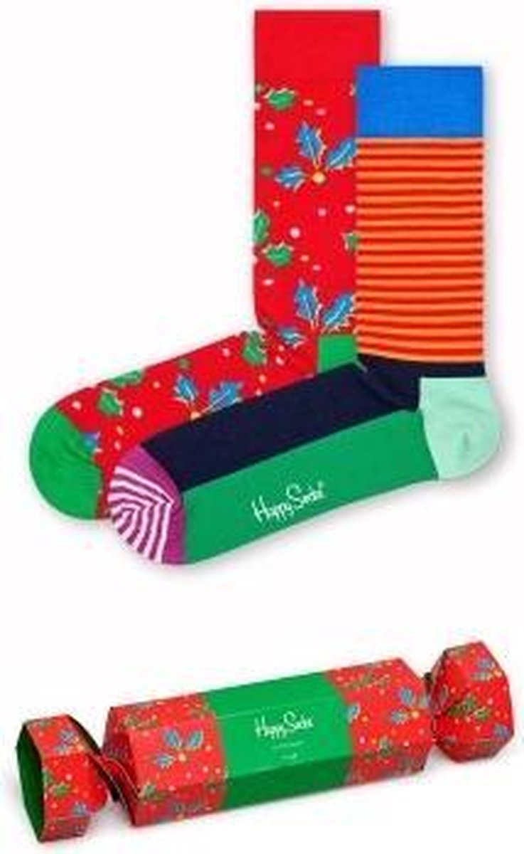 Happy Socks - 41/46 - Christmas Cracker Holly Giftbox - 2-pack
