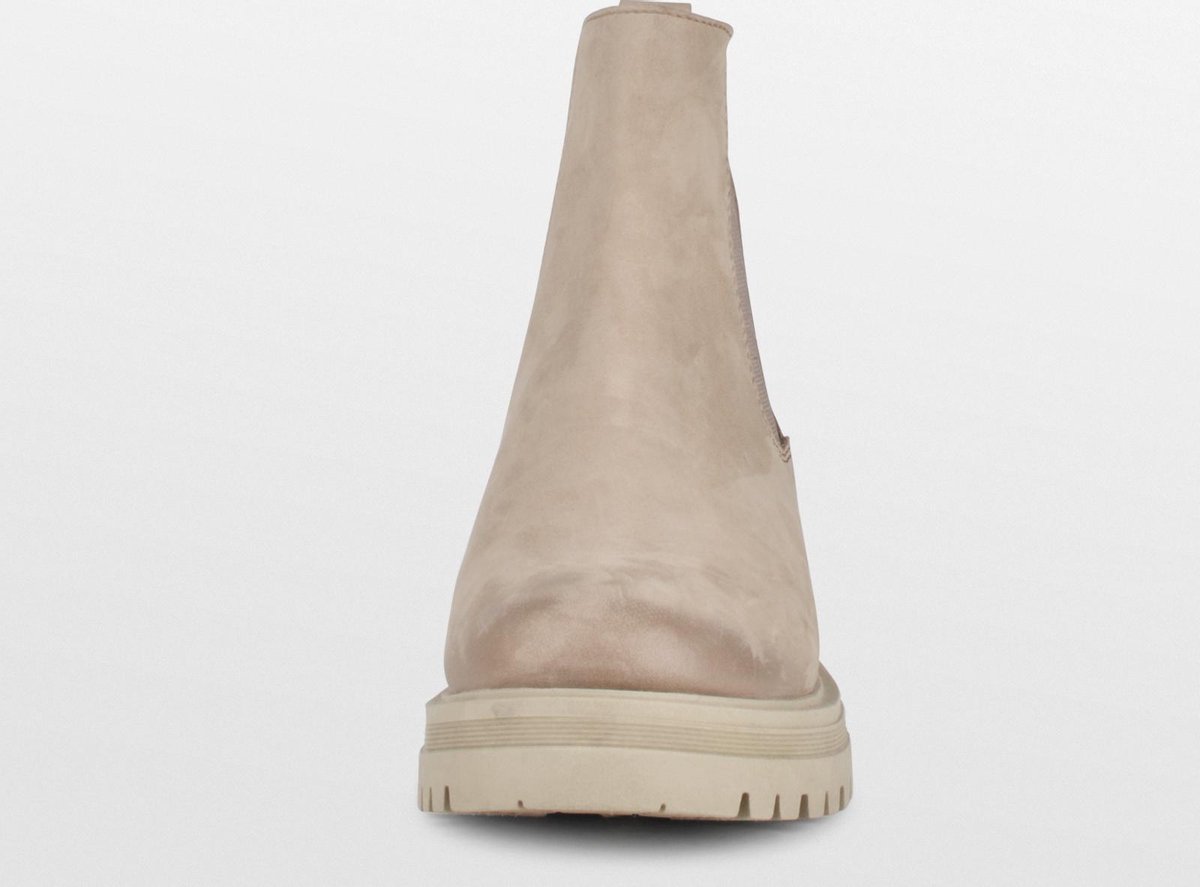 PS Poelman Mink Dames Nubuck Leren Chelsea Korte EnkelLaarzen - 38 - met Beige Zool en Elastiek