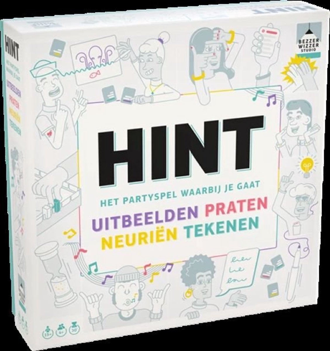 partijspel, uitbeelden, praten, neuriën, tekenen