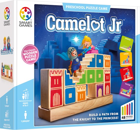 SmartGames - Camelot Junior - Educatief houten denkspel voor één speler - vanaf 4 jaar - Ridder en p