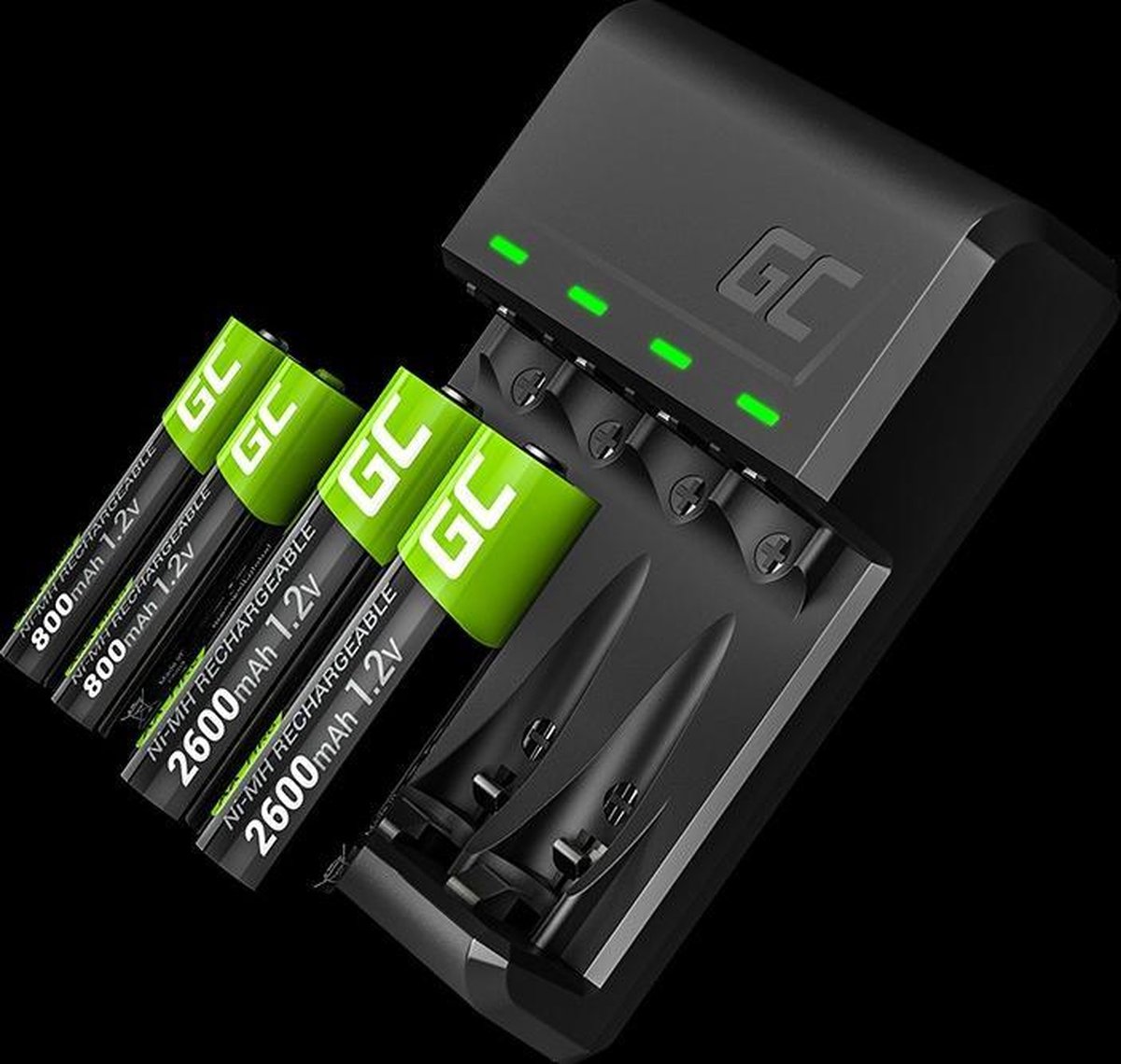 GREEN CELL GC VitalCharger Ni-MH AA en AAA Batterij oplader met Micro USB en USB-C poort
