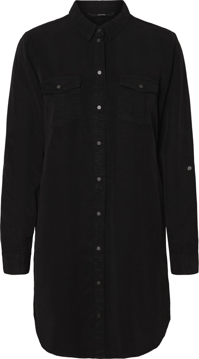 Vero Moda - maat XXL- VMSILLA LS SHORT DRESS BLCK GA NOOS Dames Jurk