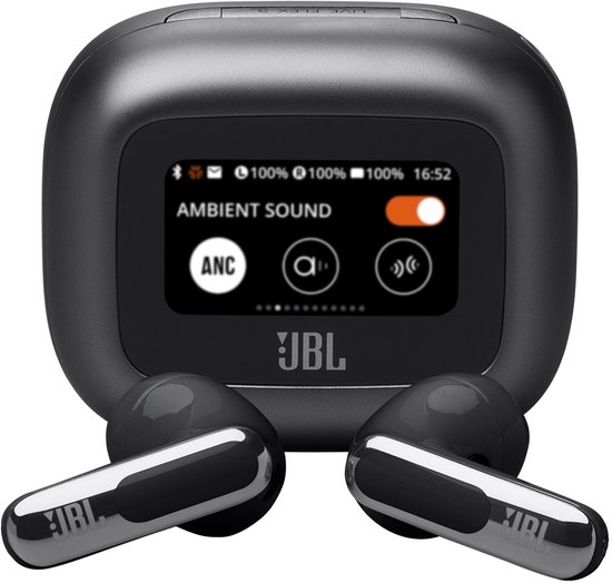 JBL Live Flex 3 - Draadloze Noise Cancelling Oordopjes - Oortjes Draadloos - Smart Charging Case met Display - Bluetooth - Open-fit - 50 uur batterij - Zwart