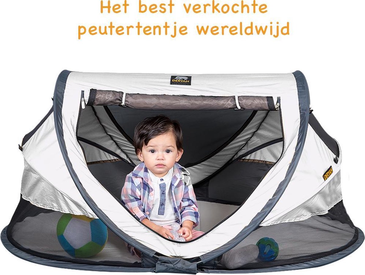 Deryan Peuter Luxe Campingbedje – Inclusief zelfopblaasbare matras - Silver