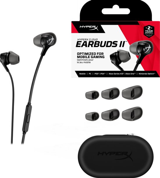 HyperX Cloud Earbuds II - Gaming Earbuds met Microfoon - Zwart - PC/PlayStation/Xbox/Nintendo Switch