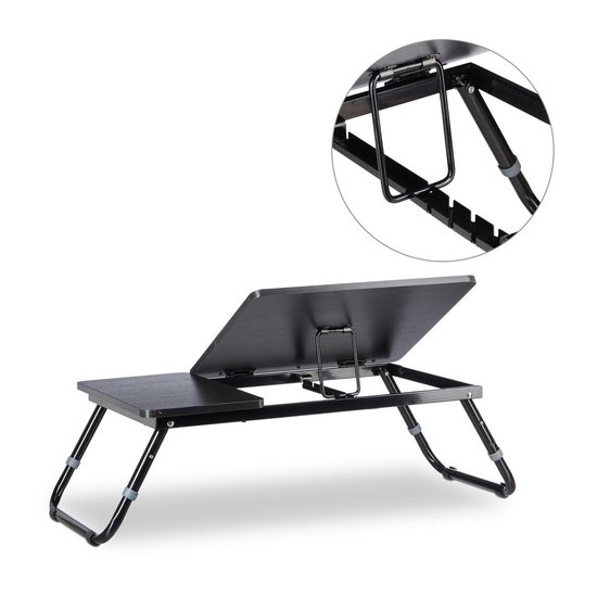 relaxdays laptoptafel hout - bedtafel - opklapbaar - bed bank tafel tafeltje