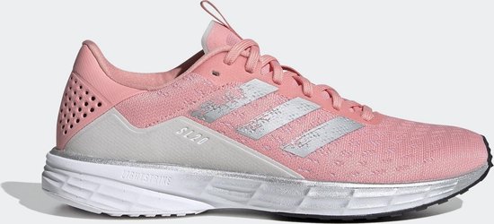 hardloop schoen, pink sneaker, mesh upper, veter, lichtroze