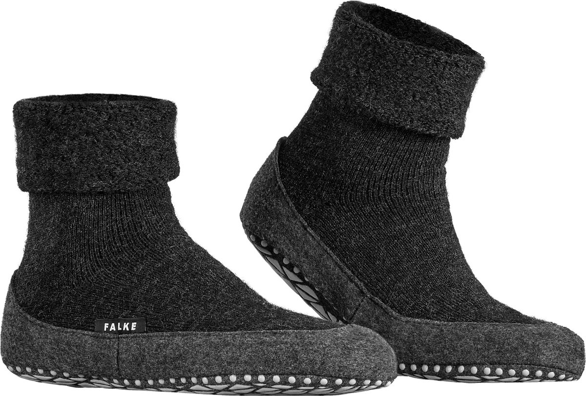 FALKE - Maat 37-38 - Cosyshoe antislip noppen Merino Wol Heren Pantoffels Huissokken grijs