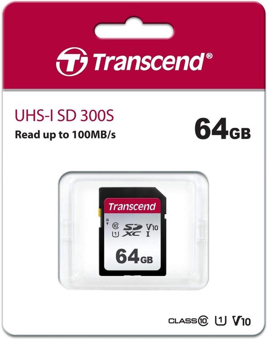 Transcend TS64GSDC300S flashgeheugen 64 GB SDXC Klasse 10 NAND