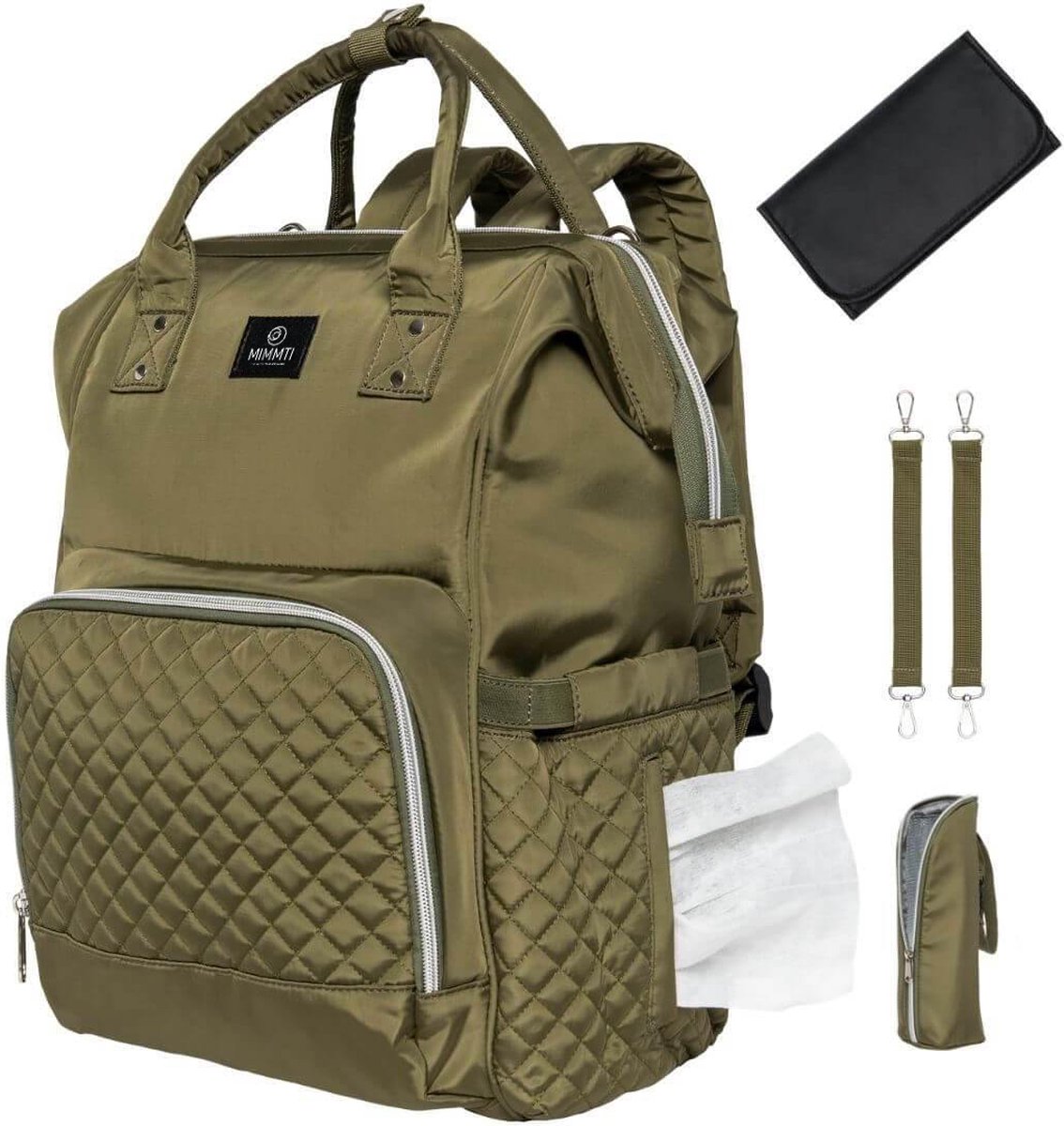 Luiertas Rugzak met Verschoonmatje - Zwart - Inclusief flessenwarmhouder - kinderwagenhaken en isoleervak Tas, Rugzak, Accessoires, Handtas