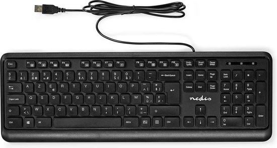 Nedis Bedraad Toetsenbord - USB-A - Multimedia - AZERTY - Belgisch - Numeriek toetsenbord