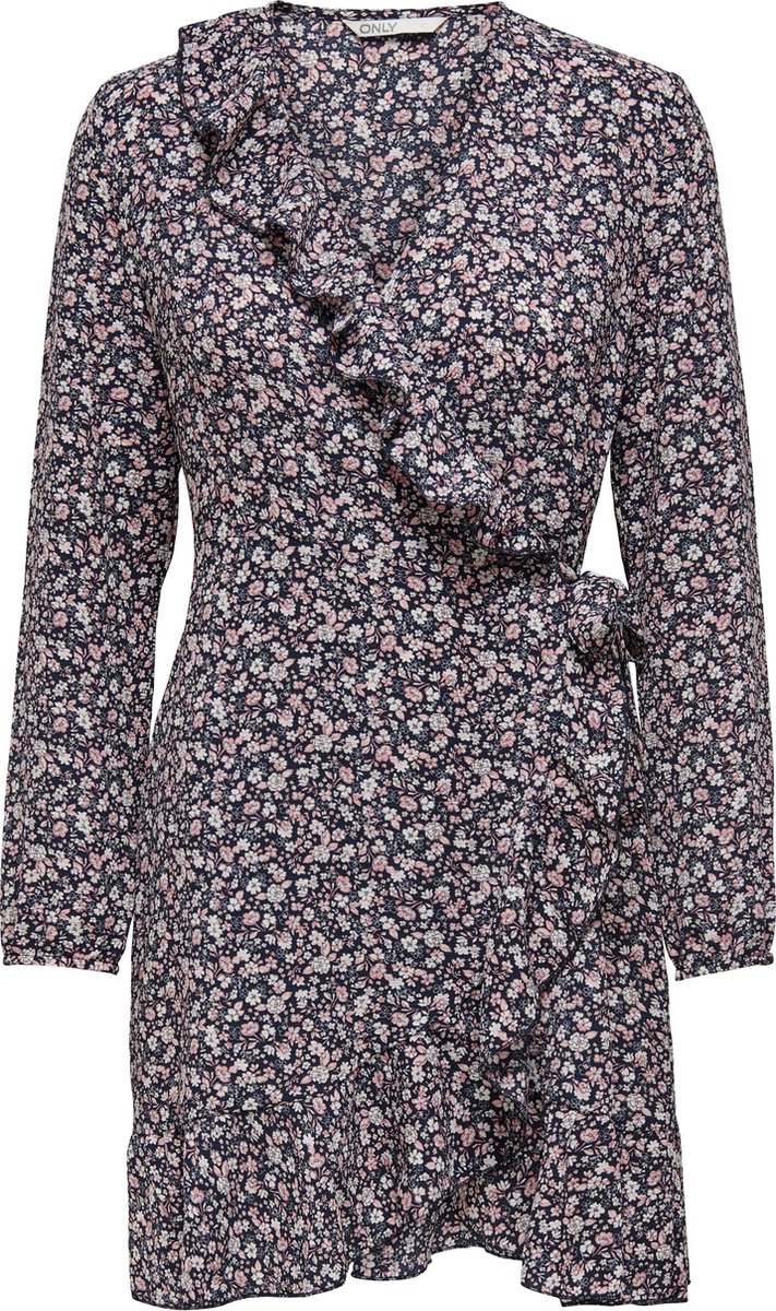bloemenprint, langelijk rokje, ovalige jurk, lange mouwen, riemdetail