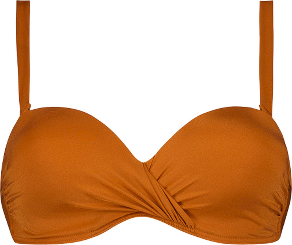 bikini top, oranje kleur, twist detail, gevulde bekers, bandjes