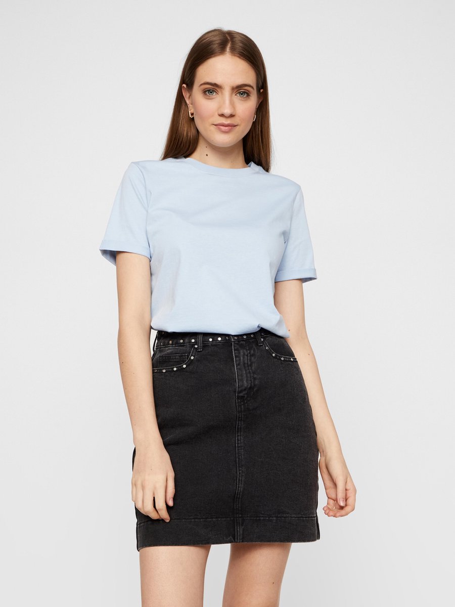 Pieces- maat XS- PCRIA SS FOLD UP SOLID TEE NOOS BC Kentucky Blue Vrouwen