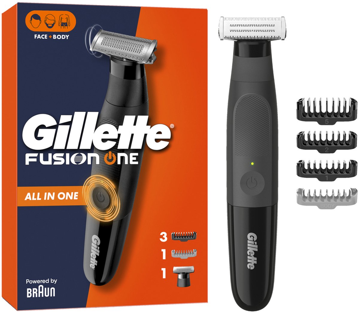Gillette Fusion One - Trimmer with One Blade - Hybrid Baardtrimmer en Scheerapparaat - Voor Gezicht en Lichaam