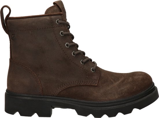 boots, bruine laars, rugged, laarzen met hakvrije zool, leger/stoer blokzool