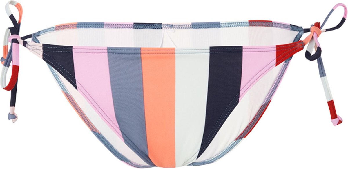 bikini bottoms, striped pattern, color block, tie sides, swimwear