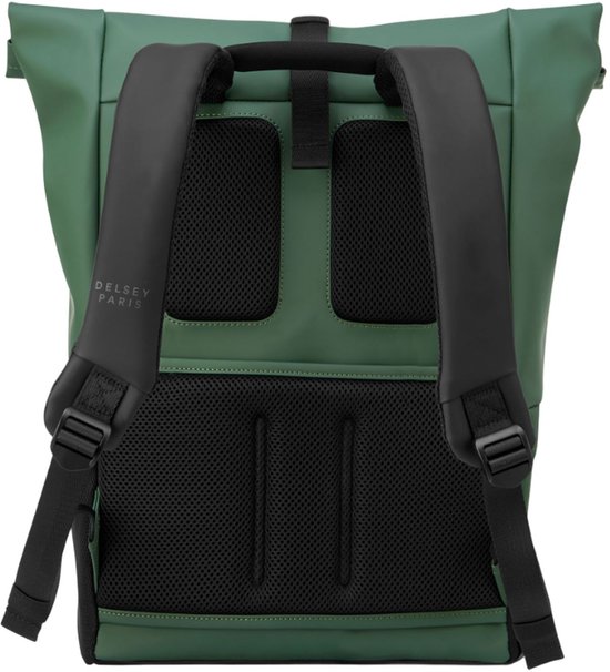 rugzak, groene tas, zachte rug, padded schouders, mesh padding