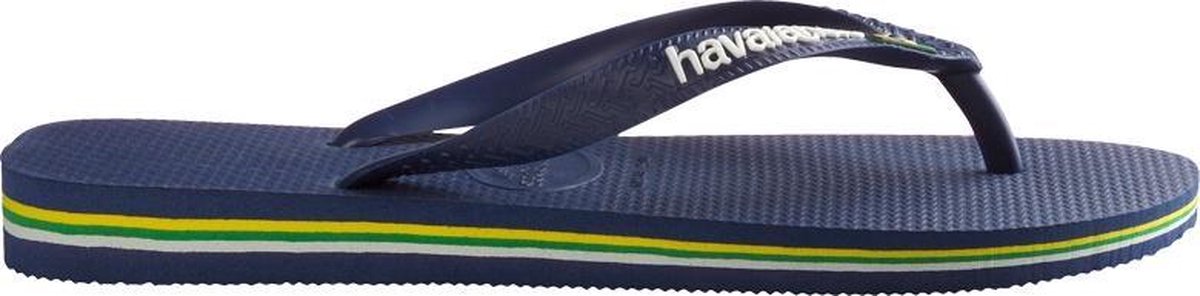Havaianas Brasil Logo Unisex Slippers -  33/34 - Navy Blue