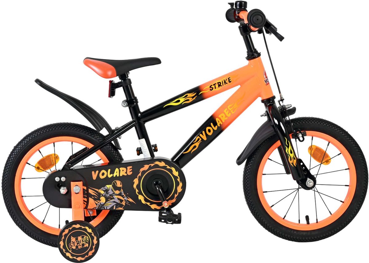 Volare Strike Kinderfiets - Jongens - 14 inch - Zwart Oranje