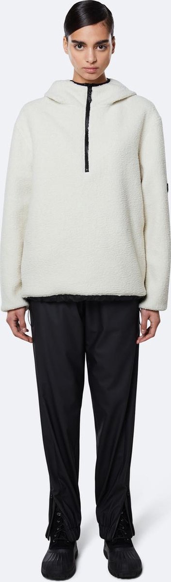 Rains - Maat XS/S - Fleece Pullover Hoodie - Off White - Unisex