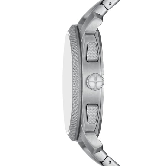 watch, watch case, metal, knurled crown, side view