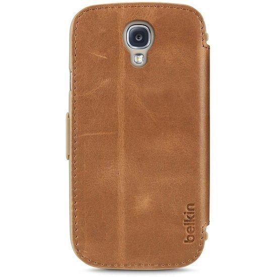 Premium Leather Folio - Coaster Tan voor Galaxy S4