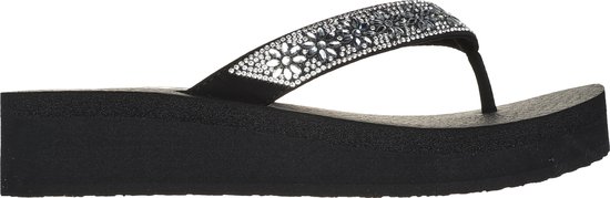 Skechers - maat 40 - Vinyasa - Wild Daisies - Dames Slippers - Zwart