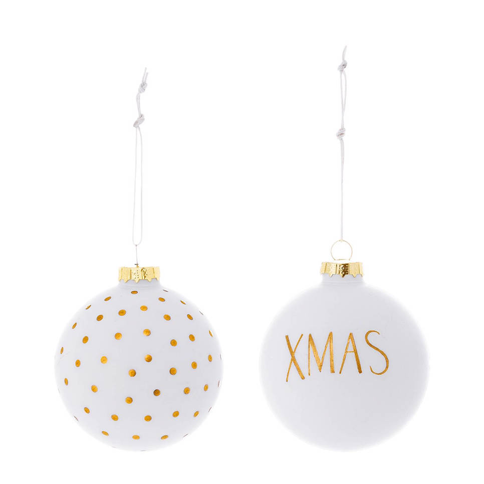 Incompleet - Bloomingville glazen kerstballen (8 cm) (set van 4)