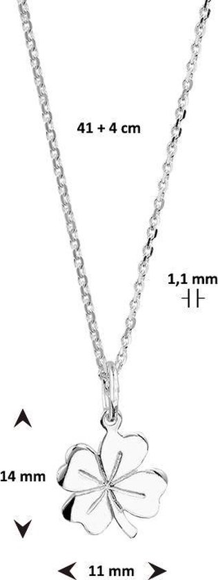The Jewelry Collection - Dames ketting klaver - Zilver 45 cm