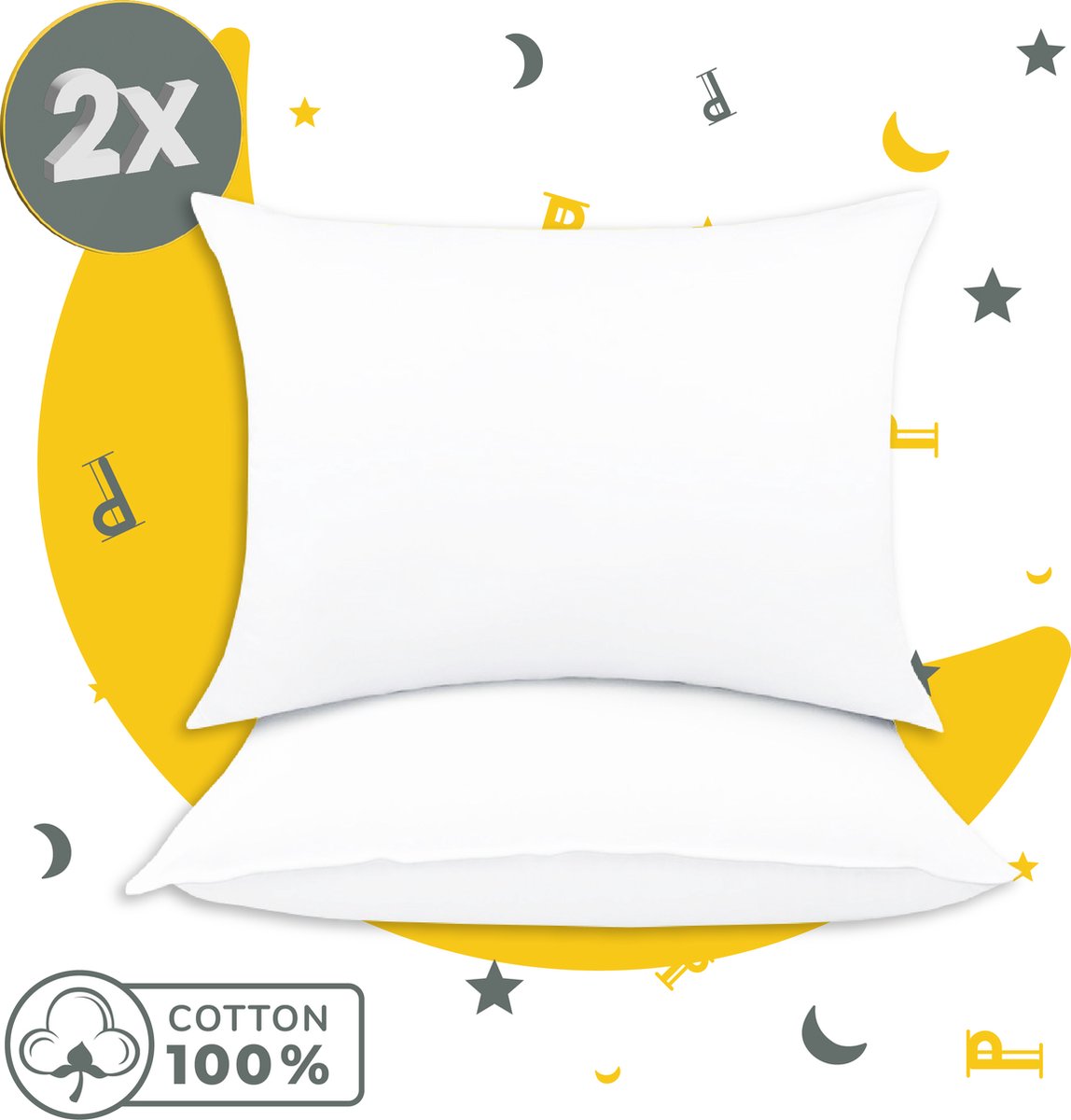 kussen, kussensloop, katoen, wit, decoratief