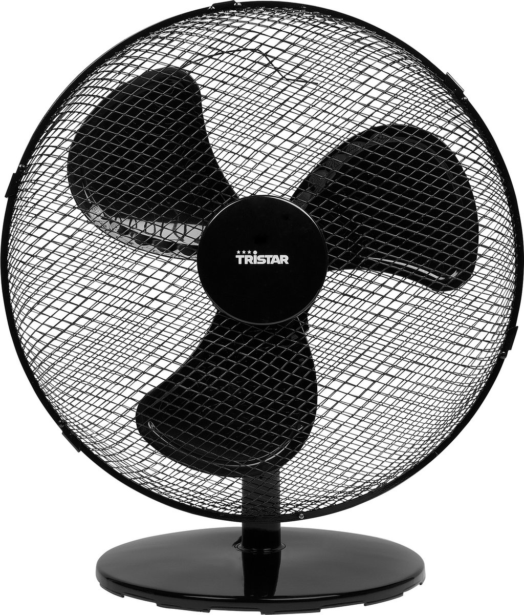 ventilator, tafel/vloer fan?, 3 bladen, gaas omhulling, zwart