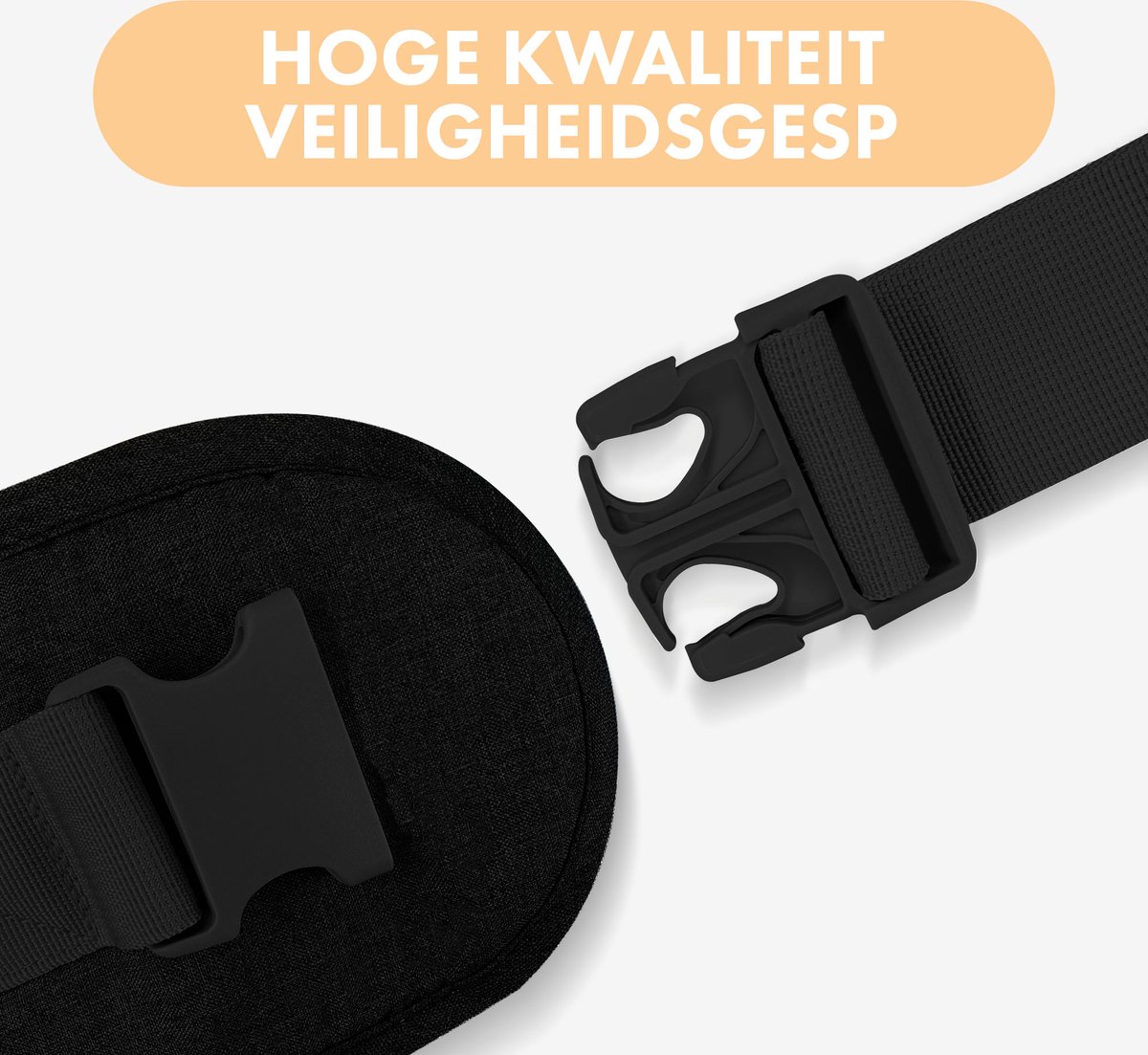 Deryan Pack Light Luxe Heupdrager - Ergonomische draagzak + Opbergvakjes Zwart