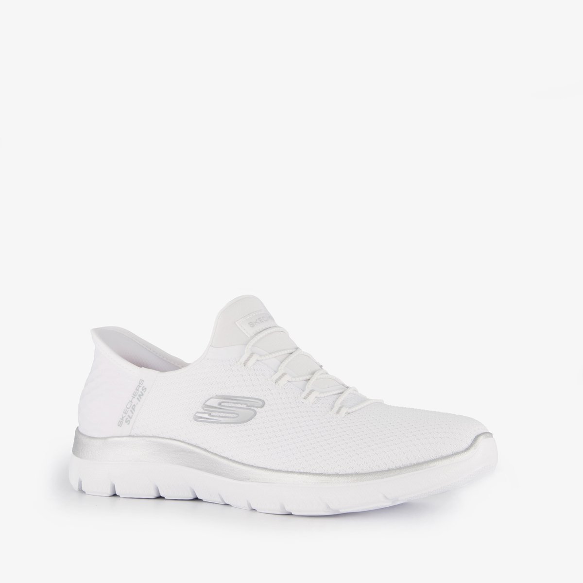 sneaker, witte schoen, sportshoe, mesh upper, bandlogo