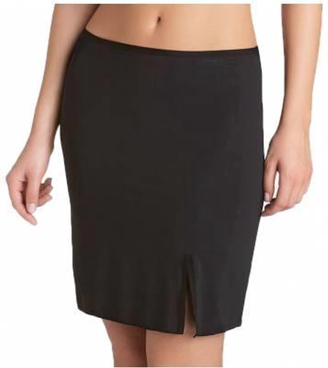 rok, zwart, knee-lengte, slit, korte rok