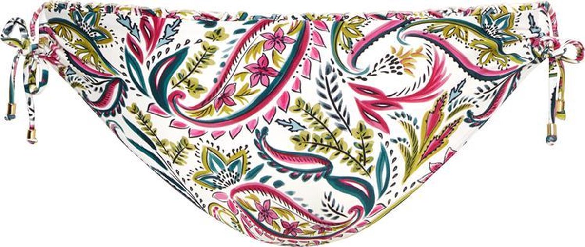 bikini-onderstuk, zwemkleding, bloemenprint, veters aan zijkant, kleurig