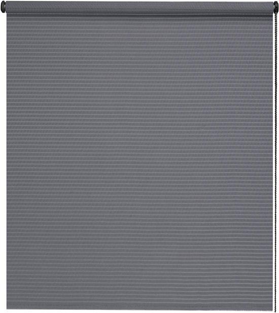 Intensions Lichtdoorlatend Rolgordijn Structuur Open Streep Smal Donkergrijs - 210x190 cm